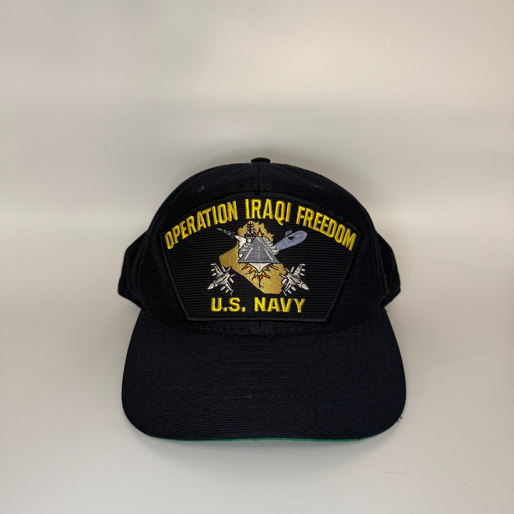 Eagle Crest Operation Iraqi Freedom US Navy Blue Cotton Snapback Hat Mens OSFA‎